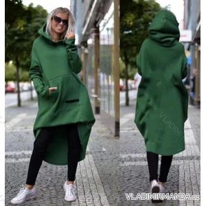 Fleecemantel Langarm Reißverschluss Kapuze Damen Oversized (XL / 2XLONE SIZE) ITALIAN FASHION IMD211123