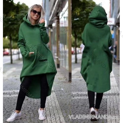 Fleecemantel Langarm Reißverschluss Kapuze Damen Oversized (XL / 2XLONE SIZE) ITALIAN FASHION IMD211123