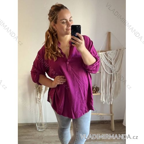 Tunika dlouhý rukáv dámská nadrozměr (3XL/4XL ONE SIZE) ITALSKÁ MÓDA IMWQ23126