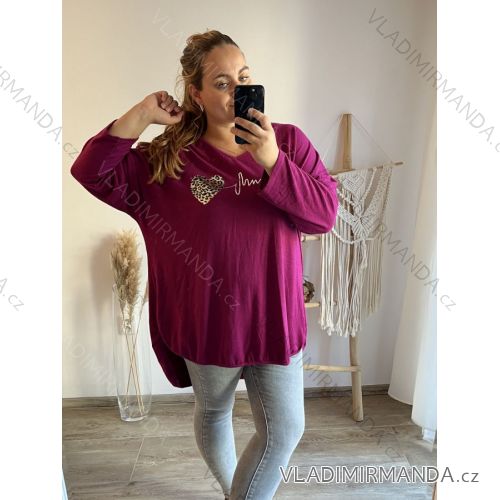 Tunika dlouhý rukáv dámská nadrozměr (3XL/4XL ONE SIZE) ITALSKÁ MÓDA IMWQ23126