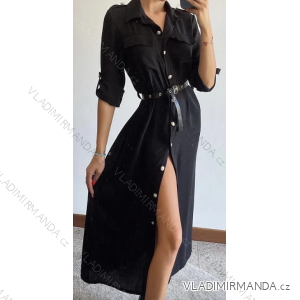 Langes Hemdkleid mit Gürtel, Sommer, ärmellos, Damen (S/M Einheitsgröße) ITALIAN FASHION IMPBB23E9742