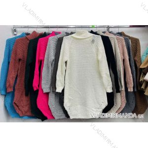 Damen-Strickpullover mit verlängertem Rollkragen und langen Ärmeln (Einheitsgröße S/M) ITALIAN FASHION IMWDT230018