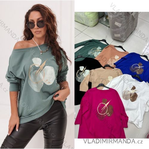 Damen-Langarm-T-Shirt in Übergröße (2XL/3XL EINHEITSGRÖSSE) TURKISH FASHION TMAA233967