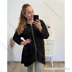 Damen-Kapuzenpullover in Übergröße mit langen Ärmeln und Reißverschluss, warm, langärmlig (2XL/3XL/4XL Einheitsgröße) ITALIAN FASHION IMD23744