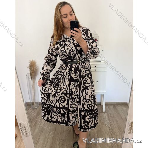 Langarm-Hemdkleid für Damen (S/M EINHEITSGRÖSSE) ITALIAN FASHION IMWD232607 XL/2XL béžová