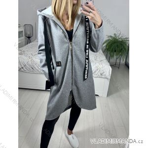 Kabát flaušový na zip dlouhý rukáv dámský (L/XL ONE SIZE) ITALSKá MÓDA IMC22792