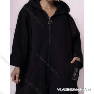 Langärmliger, übergroßer Kapuzenpullover mit Reißverschluss für Damen (Einheitsgröße S/M) ITALIAN FASHION IMPLI2337390