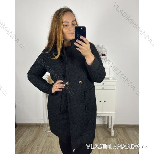 Damen-Lammmantel mit Reißverschluss und Kapuze in Übergröße (2XL/3XL EINHEITSGRÖSSE) ITALIAN FASHION IM422841/DU