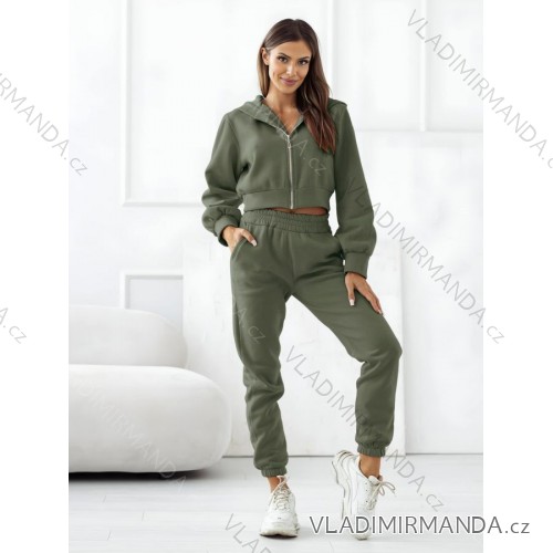 Set lange Jogginghosen und langärmliges Sweatshirt für Frauen (UNI S / L) TURKISH FASHION IMK20148 Khaki S/M