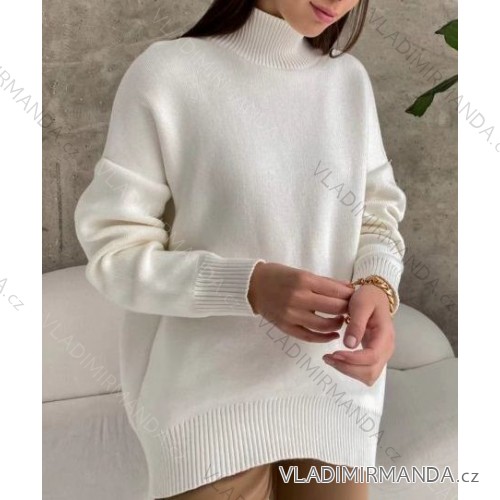 Übergroßer Rollkragen-Langarmpullover für Damen (S/M EINHEITSGRÖSSE) FRENCH FASHION FMWT23DT55559 béžová M / L