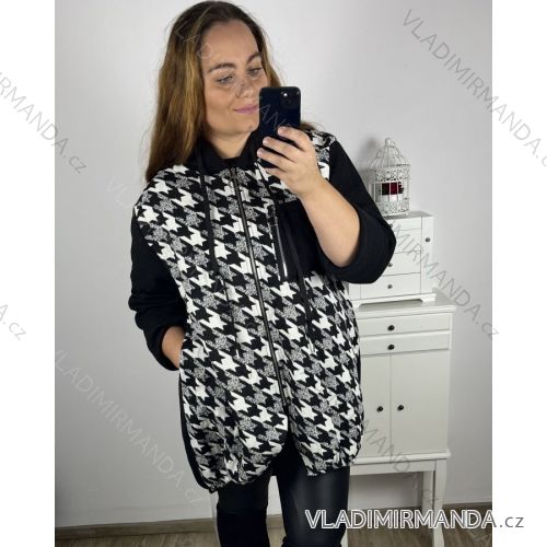 Langarm-Kapuzenpullover mit Reißverschluss für Damen in Übergröße (3XL/4XL Einheitsgröße) ITALIAN FASHION IM423TIME