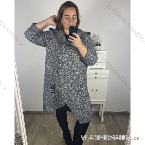 Damen-Lammmantel mit Reißverschluss und Kapuze in Übergröße (2XL/3XL Einheitsgröße) ITALIAN FASHION IM423ELMA