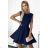 442-3 Ausgestelltes Kleid mit kleinen Ärmeln – Marineblau