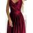 299-13 CHIARA elegantes Satin-Maxikleid mit Trägern – Farbe Burgund