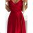 299-14 CHIARA elegantes Satin-Maxikleid mit Trägern – rote Farbe