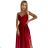 299-14 CHIARA elegantes Satin-Maxikleid mit Trägern – rote Farbe