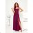 Langes, elegantes Damenkleid mit breiten Trägern (SL) FRENCH FASHION FMPEL23VELVET Burgund 36