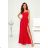 Langes, elegantes Damenkleid mit breiten Trägern (SL) FRENCH FASHION FMPEL23VELVET rot 36