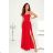 Langes, elegantes Damenkleid mit breiten Trägern (SL) FRENCH FASHION FMPEL23VELVET rot 36