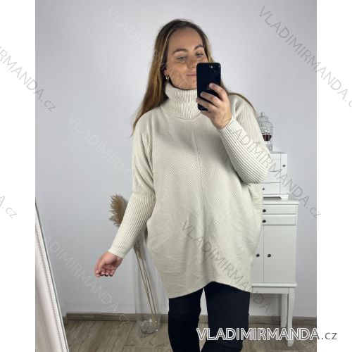 Langarm-Rollkragenpullover für Damen (S/M/L ONE SIZE) ITALIAN FASHION IM322394 4XL / 5XL béžová