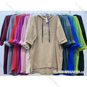 Damen-Sweatshirtkleid mit langen Ärmeln und Kapuze in Übergröße (2XL/3XL EINHEITSGRÖSSE) ITALIAN FASHION IM423680