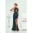 Langes, elegantes Damenkleid mit breiten Trägern (SL) FRENCH FASHION FMPEL23VELVET dunkelgrün 34