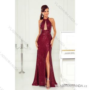 Langes, elegantes Damenkleid mit breiten Trägern (SL) FRENCH FASHION FMPEL23VELVET