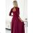 309-9 AMBER elegantes langes Maxikleid mit Spitzenausschnitt – Burgunderrot