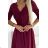 309-9 AMBER elegantes langes Maxikleid mit Spitzenausschnitt – Burgunderrot