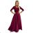 309-9 AMBER elegantes langes Maxikleid mit Spitzenausschnitt – Burgunderrot