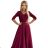 309-9 AMBER elegantes langes Maxikleid mit Spitzenausschnitt – Burgunderrot