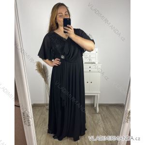 Damenkleid in Übergröße, lang, elegant, lässig, kurzärmlig (2XL/3XL, Einheitsgröße) ITALIAN FASHION IM423ISABELA