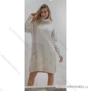 Gestricktes Kleid mit Rollkragen und langen Ärmeln für Damen in Übergröße (XL/2XL ONE SIZE) ITALIAN FASHION IMC23474