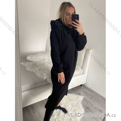 Damen-Sweatshirtkleid mit langen Ärmeln und Kapuze (L/XL/2XL Einheitsgröße) ITALIAN FASHION IMT22025