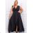 Damen Plus Size (42-46) langes elegantes ärmelloses Partykleid POLISH FASHION PMLBC23265-10 schwarz 36