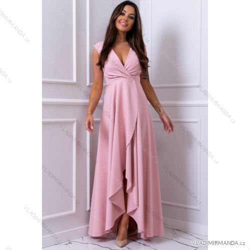 Damen Plus Size (42-46) langes elegantes ärmelloses Partykleid POLISH FASHION PMLBC23265-10 pink 36