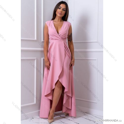 Damen Plus Size (42-46) langes elegantes ärmelloses Partykleid POLISH FASHION PMLBC23265-10 pink 42