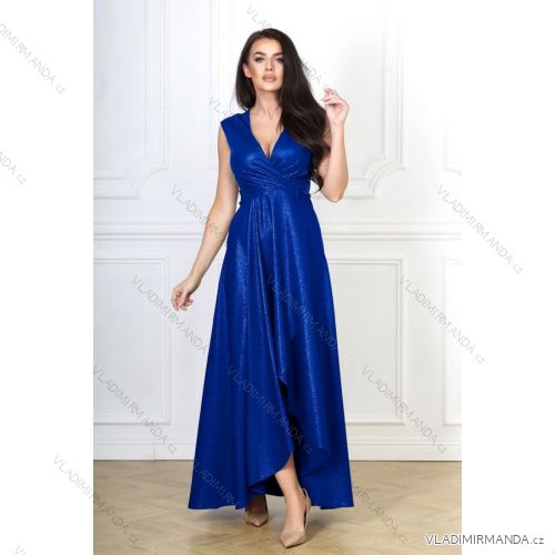 Damen Plus Size (42-46) langes elegantes ärmelloses Partykleid POLISH FASHION PMLBC23265-10 blau 42