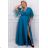 Damen Plus Size (42-46) langes elegantes ärmelloses Partykleid POLISH FASHION PMLBC23265-10 türkis 44