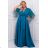 Damen Plus Size (42-46) langes elegantes ärmelloses Partykleid POLISH FASHION PMLBC23265-10 türkis 44