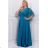 Damen Plus Size (42-46) langes elegantes ärmelloses Partykleid POLISH FASHION PMLBC23265-10 türkis 44