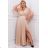 Damen Plus Size (42-46) langes elegantes ärmelloses Partykleid POLISH FASHION PMLBC23265-10 Gold 44