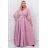 Damen Plus Size (42-46) langes elegantes ärmelloses Partykleid POLISH FASHION PMLBC23265-10 pink 44