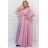 Damen Plus Size (42-46) langes elegantes ärmelloses Partykleid POLISH FASHION PMLBC23265-10 pink 44