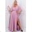 Damen Plus Size (42-46) langes elegantes ärmelloses Partykleid POLISH FASHION PMLBC23265-10 pink 44