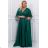 Damen Plus Size (42-46) langes elegantes ärmelloses Partykleid POLISH FASHION PMLBC23265-10 dunkelgrün 44