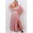 Damen Plus Size (42-46) langes elegantes ärmelloses Partykleid POLISH FASHION PMLBC23265-10 pink 44