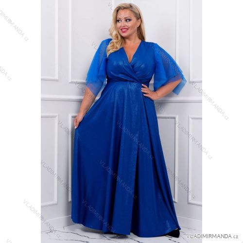 Damen Plus Size (42-46) langes elegantes ärmelloses Partykleid POLISH FASHION PMLBC23265-10 königsblau 44