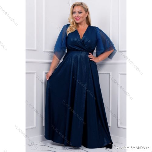 Damen Plus Size (42-46) langes elegantes ärmelloses Partykleid POLISH FASHION PMLBC23265-10 dunkelblau 44