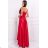 Damen Plus Size (42-46) langes elegantes ärmelloses Partykleid POLISH FASHION PMLBC23265-10 rot 36